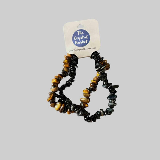 Tiger Eye & Blue Tiger Eye Chip Bracelets