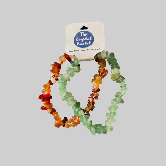 Aventurine & Carnelian Chip Bracelets 2Pc