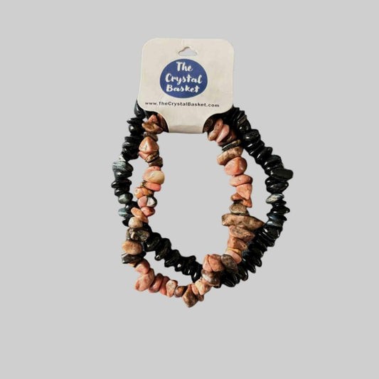 Rhodonite & Blue Tiger Eye Chip Bracelets 2 pack