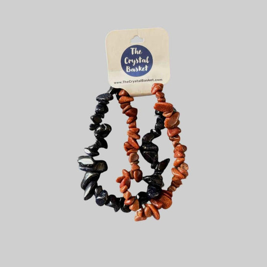 Gold Sandstone & Blue Sandstone Chip Bracelets 2 pack