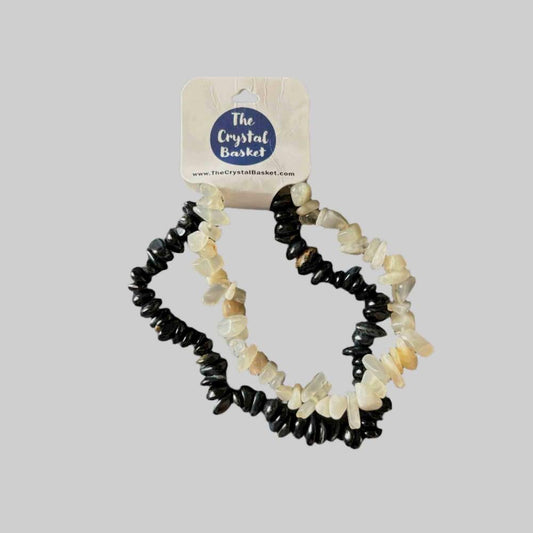 Moonstone & Blue Tiger Eye Chip Bracelets