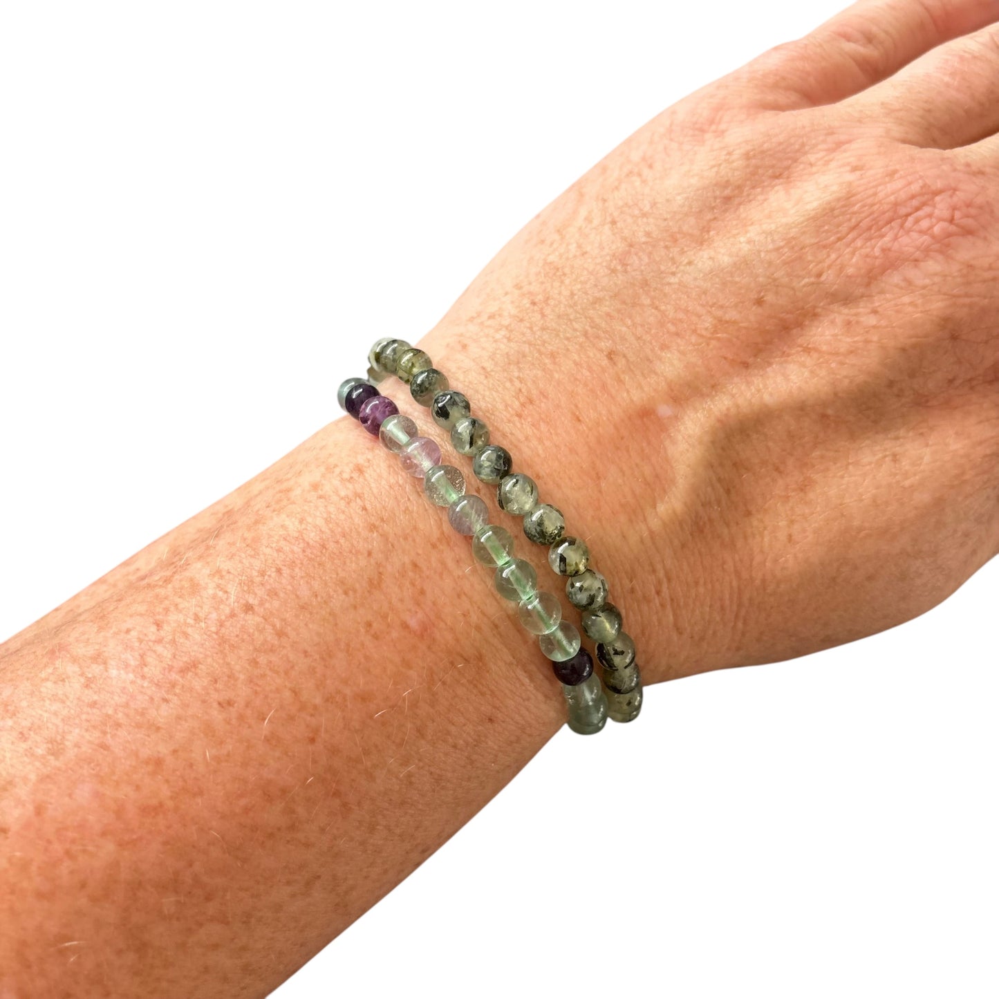 6mm Virgo Fluorite&Prehnite Bracelet Set