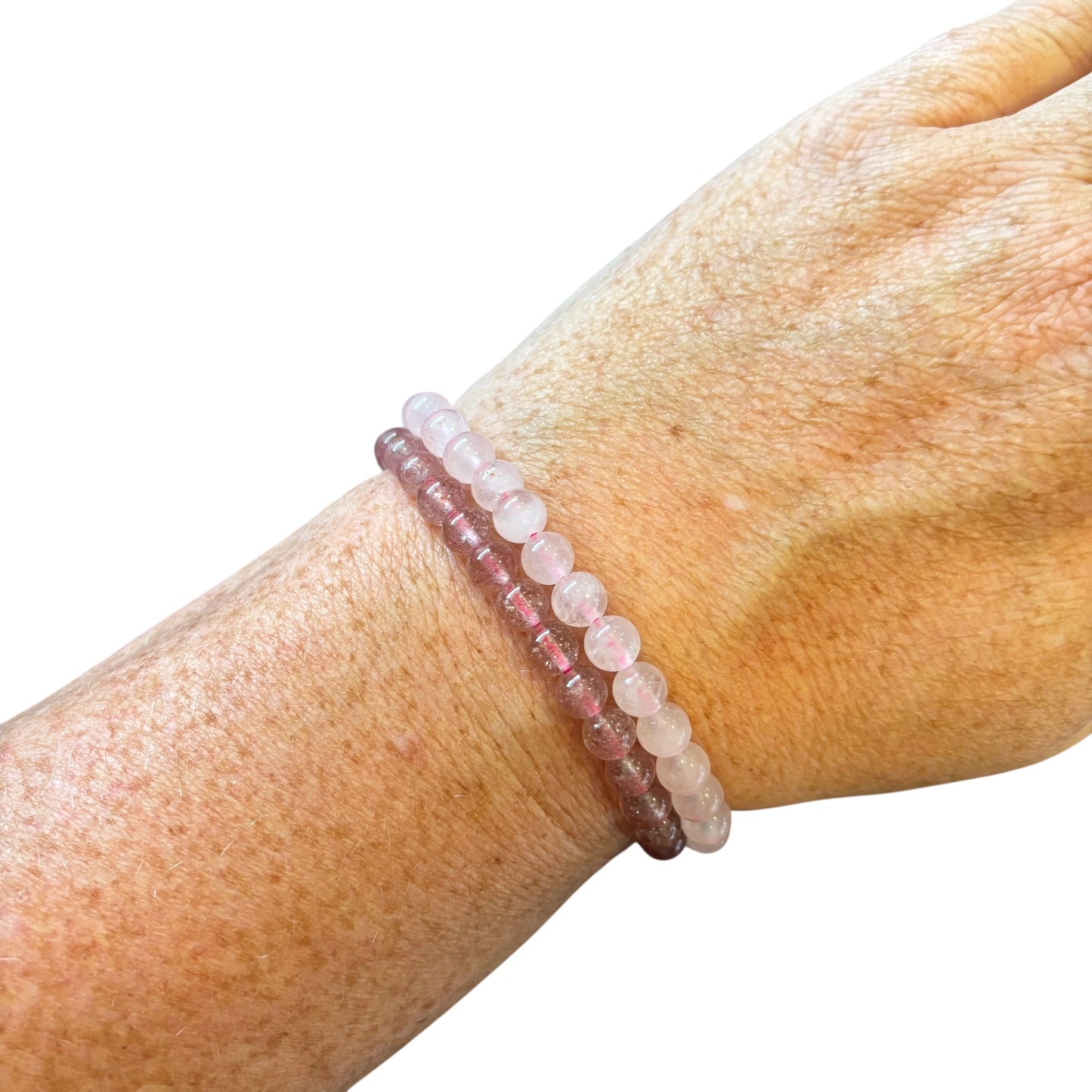 6mm Love & Self Worth Rose Quartz&Strawberry Quartz Bracelet Set