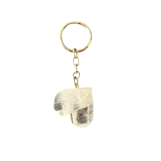 Clear Quartz Raw Keychain