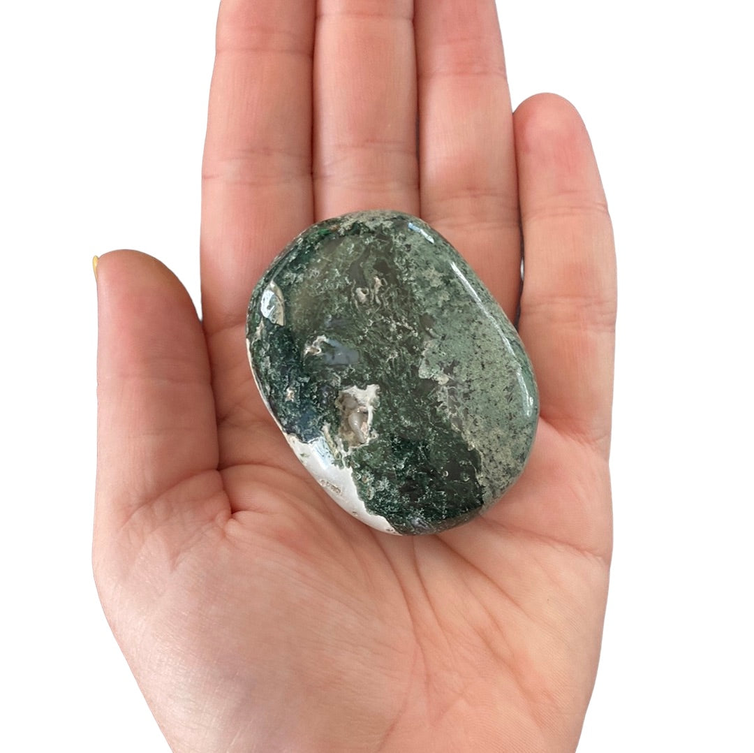 89g Moss Agate Palm Stone