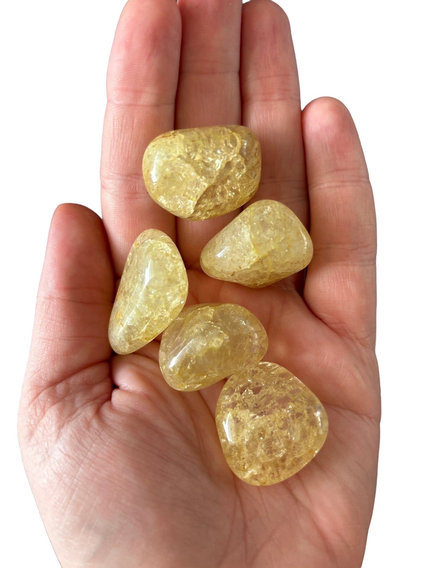 15-20g Dyed Yellow Crackle Quartz Tumble