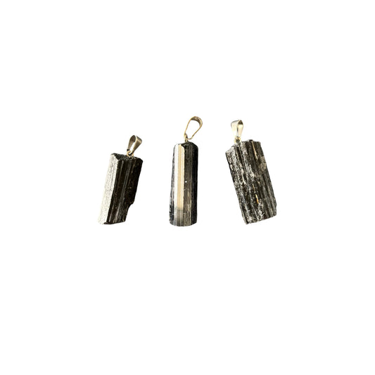 Black Tourmaline Raw Pendant