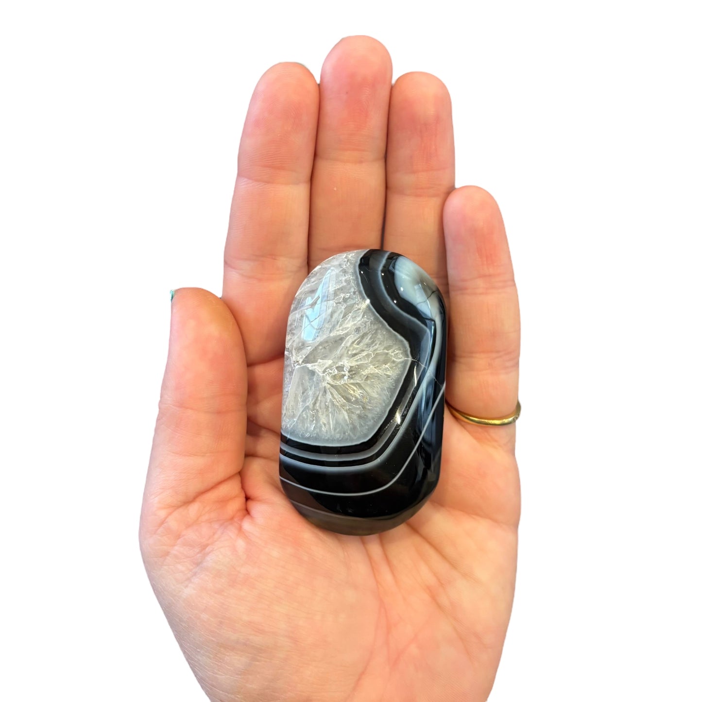 106g Black Sardonyx Palm Stone