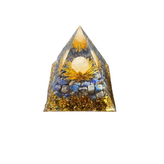 Lapis Lazuli Chip Clear Quartz Sphere Pyramid