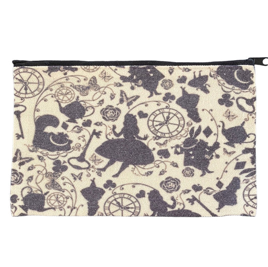 Black and White Canvas Zip Makeup Bag