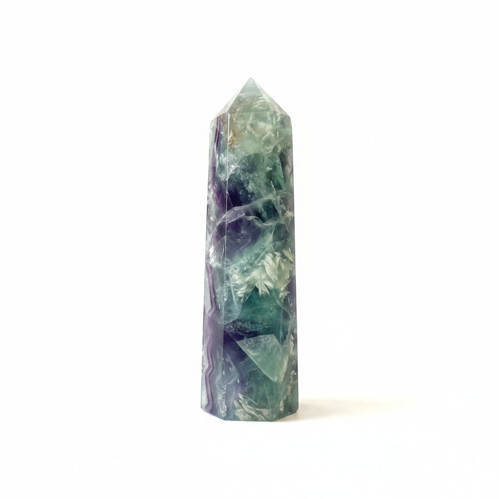 90mm Snowflake Fluorite Point
