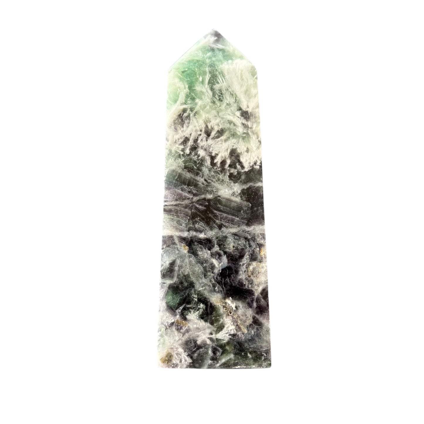 108mm Snowflake Fluorite Point
