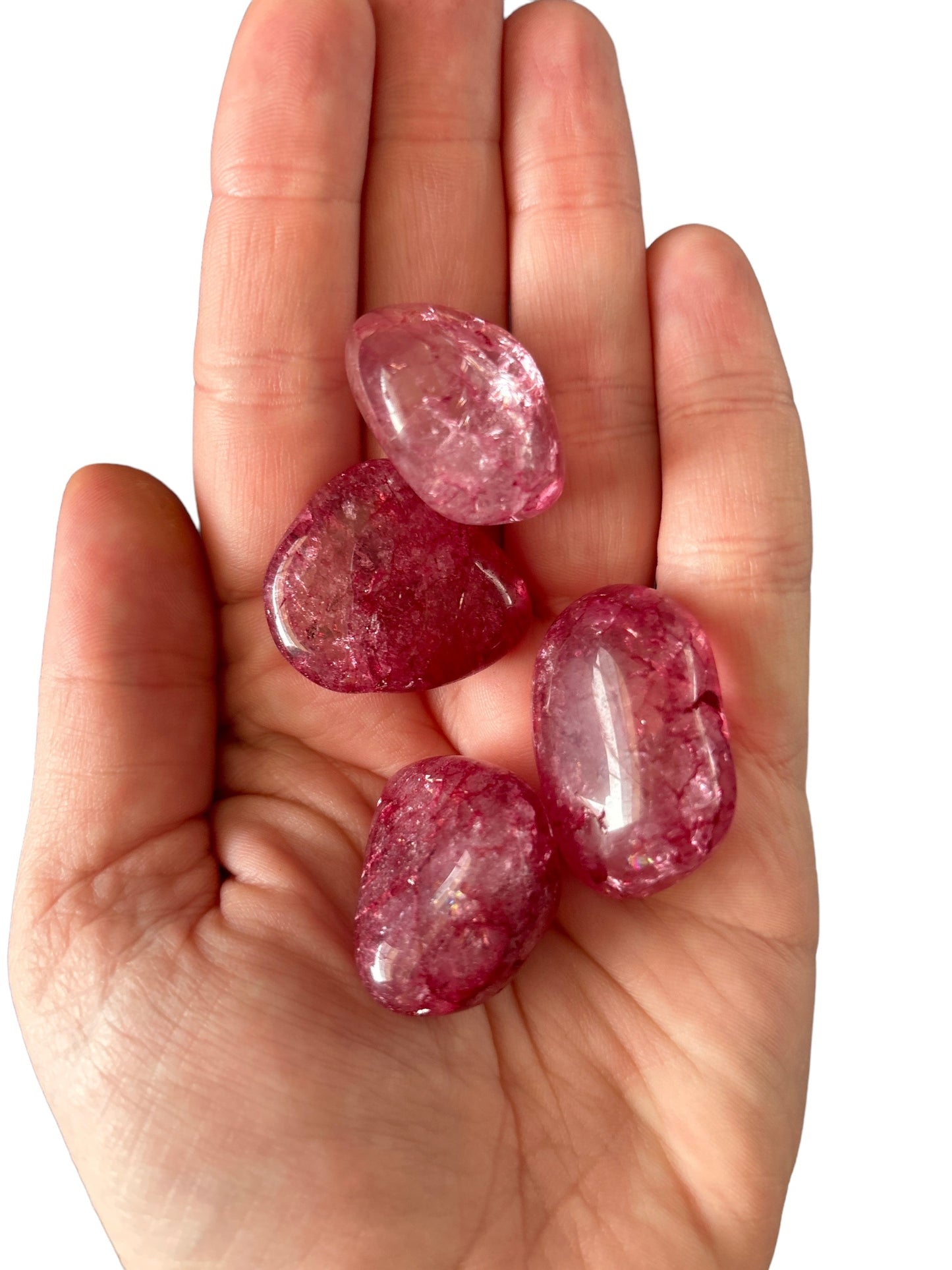 15-20g Dyed Red Crackle Quartz Tumble