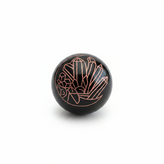 48mm Black Obsidian Pink Moon & Crystals Sphere