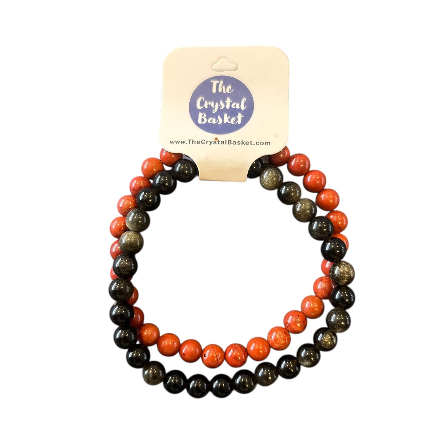 6mm Energy & Vitality Red Jasper&Golden Obsidian Bracelet Set