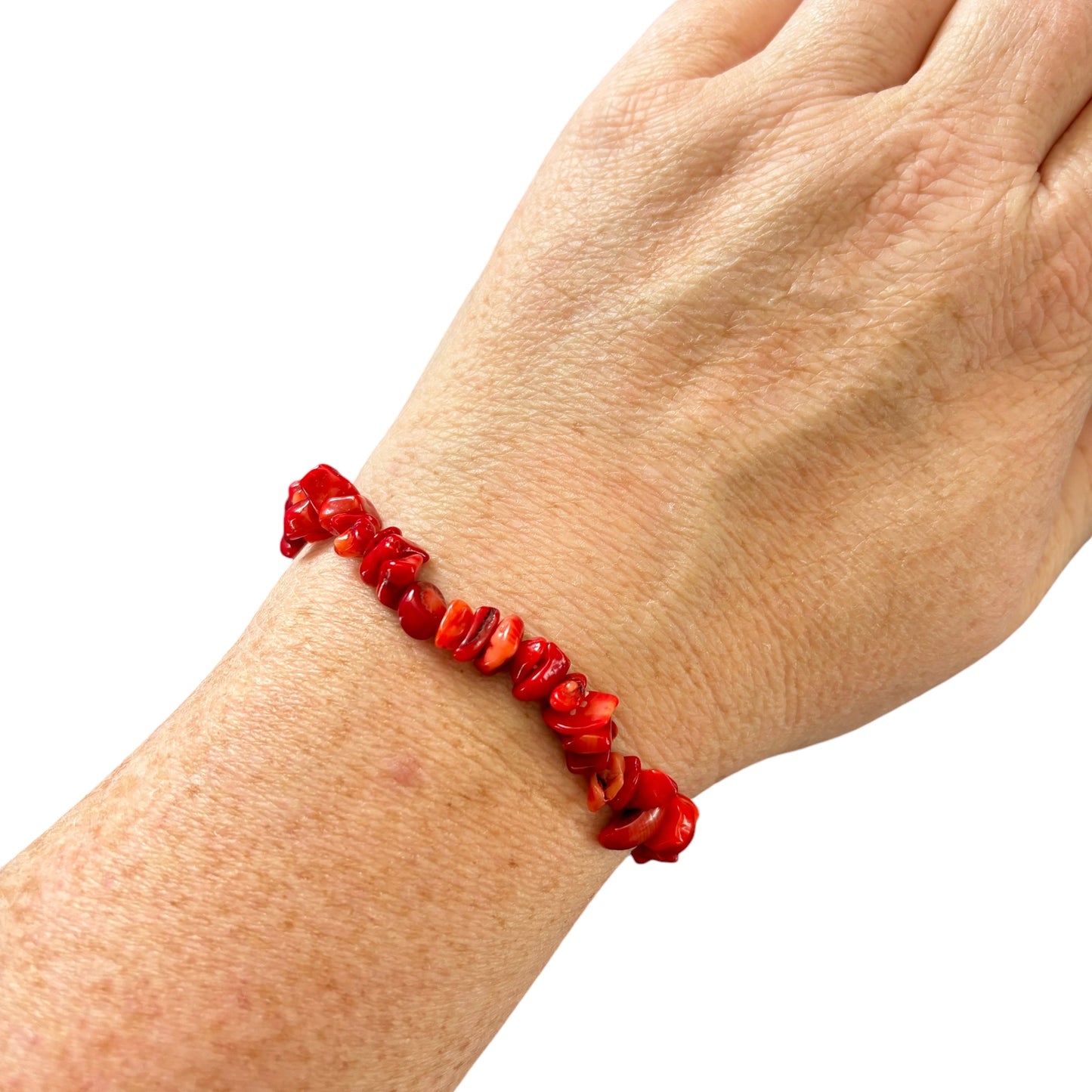 Dyed Red Coral Chip Bracelet