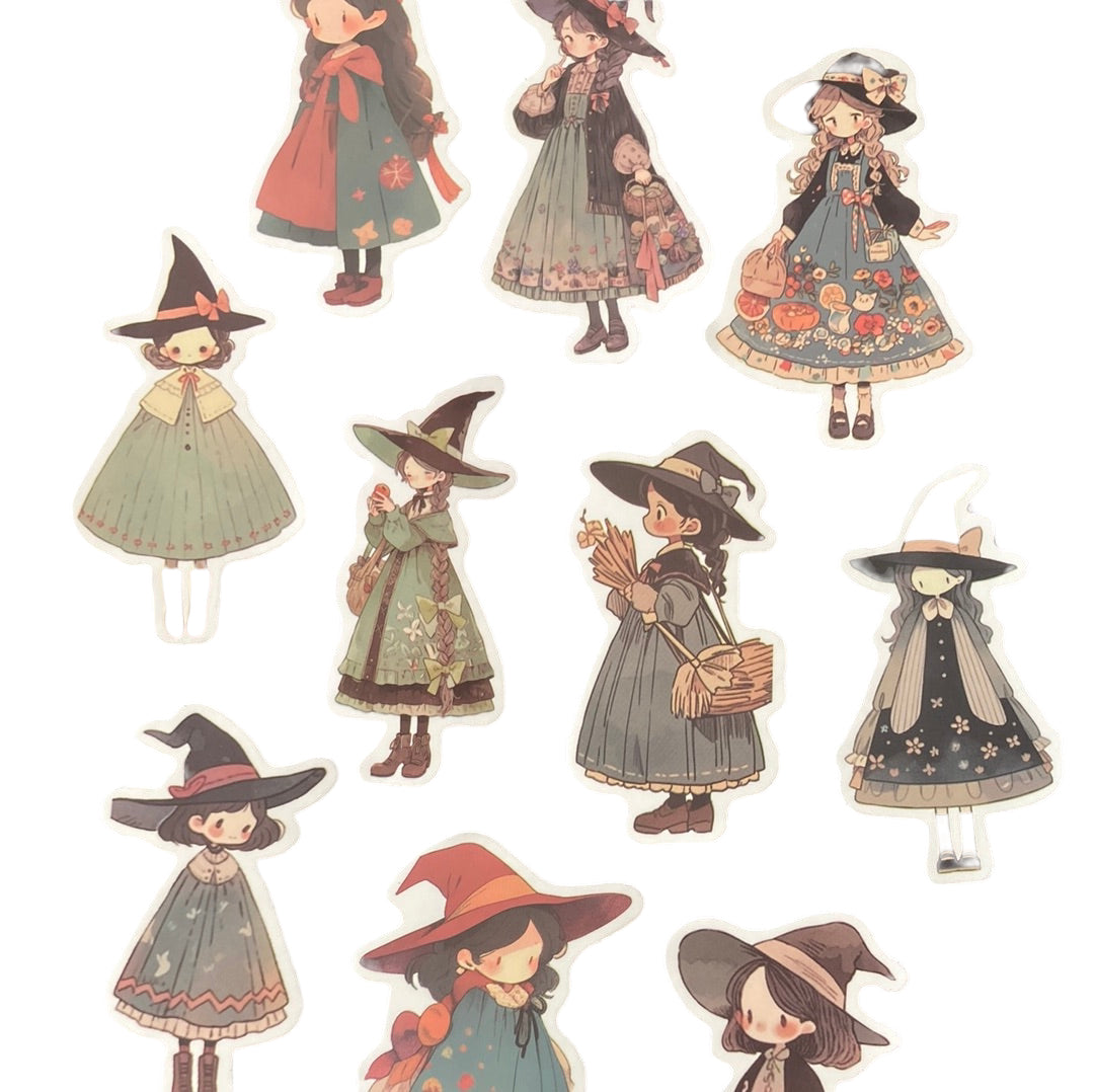 Cartoon Witch 10pc Bag of Stickers