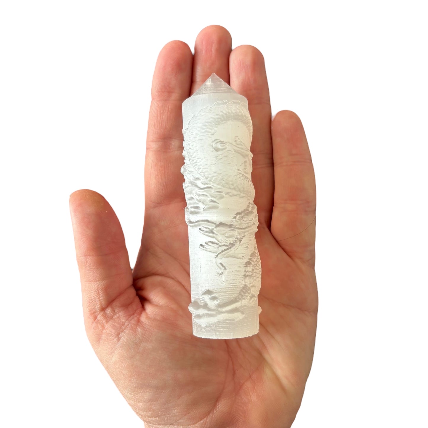 104mm Selenite Dragon carved Point
