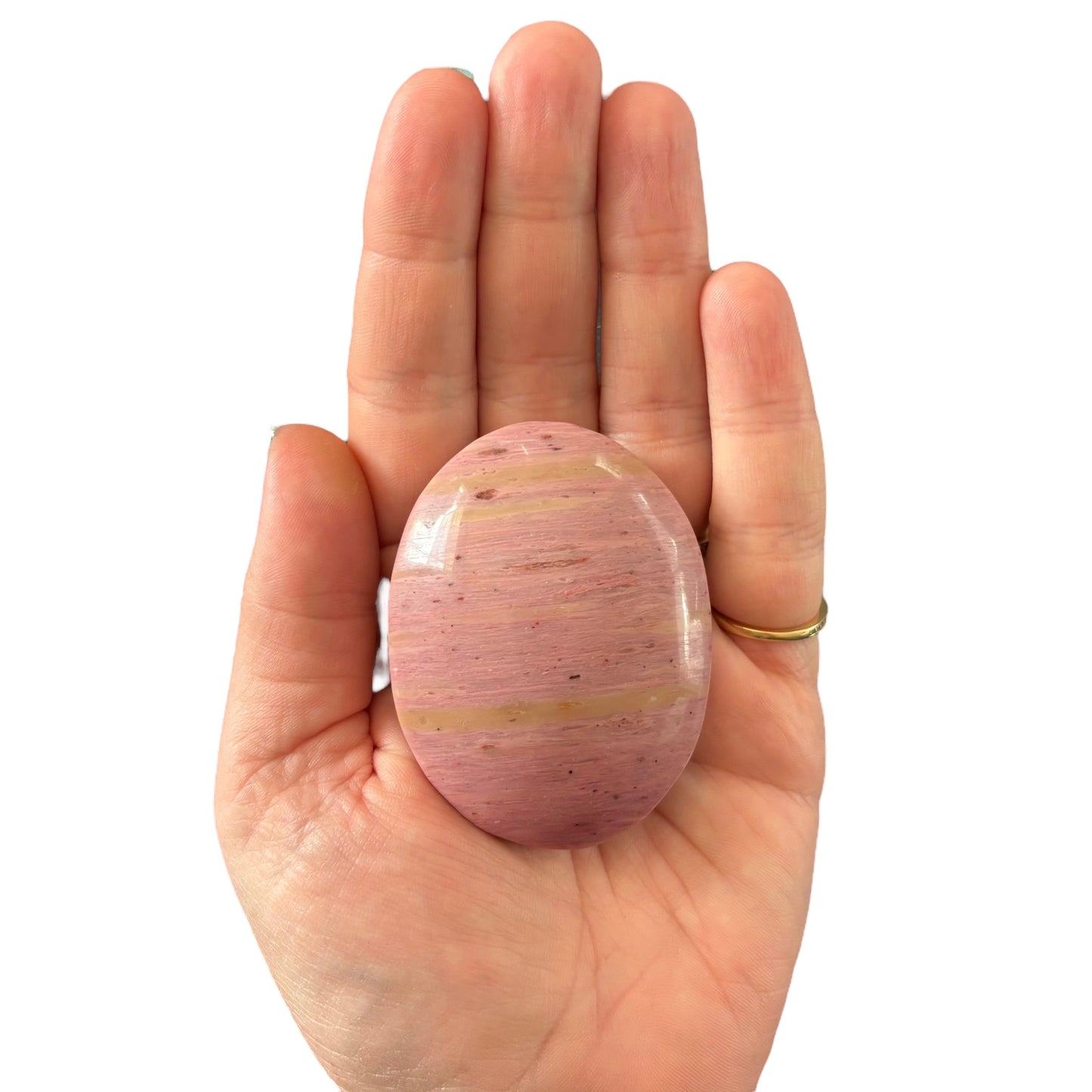 108g Pink Rhodonite Palm Stone