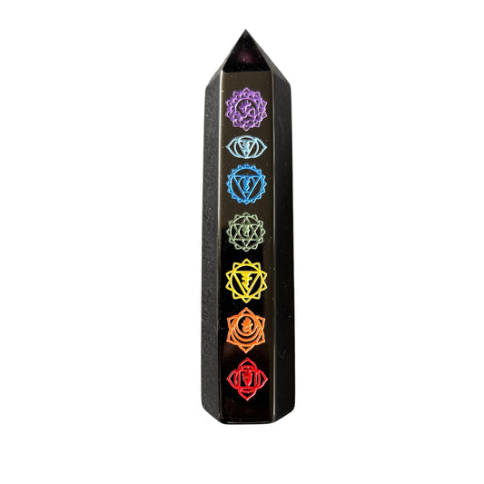 100mm Black Obsidian Chakra Point