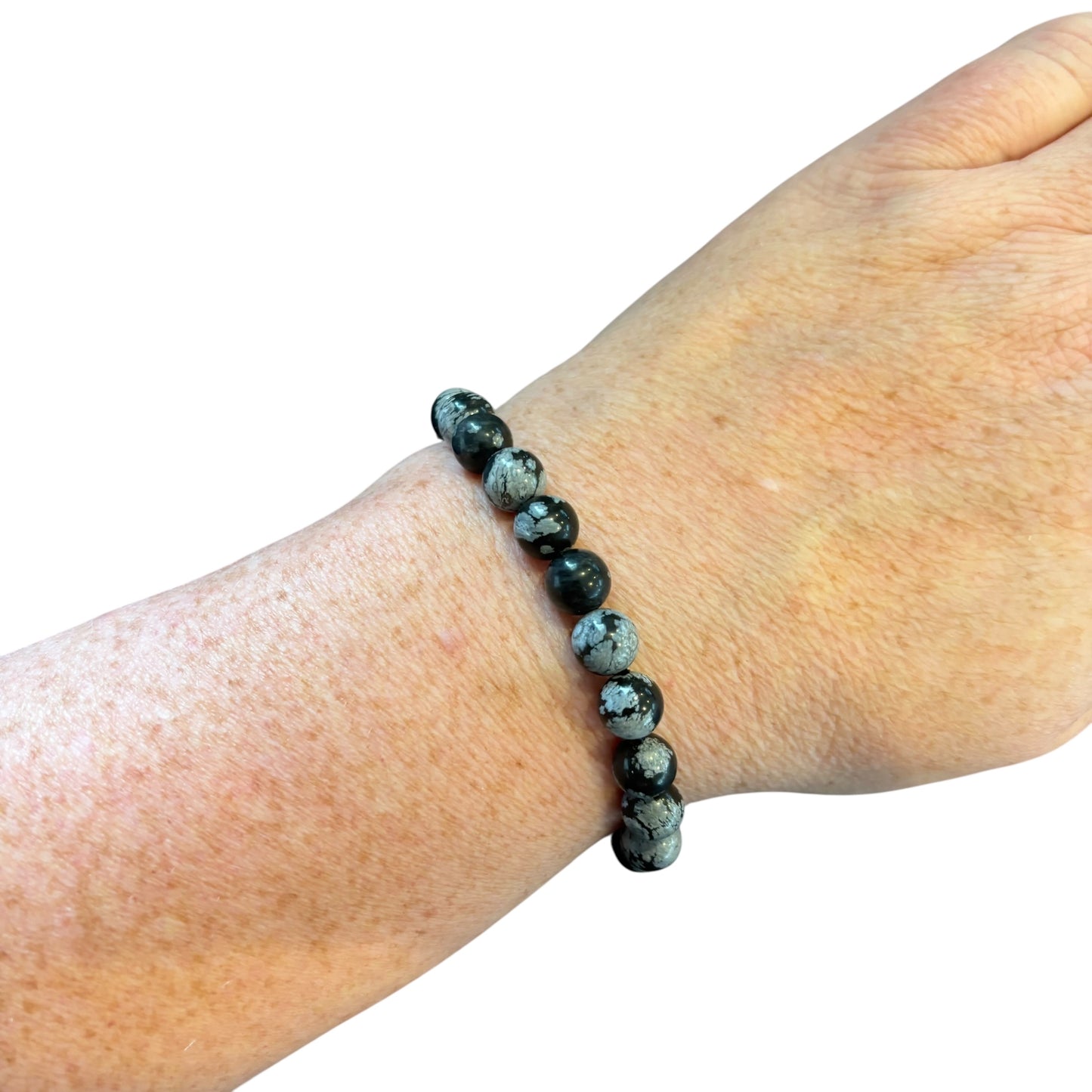 8mm Snowflake Obsidian Bracelet