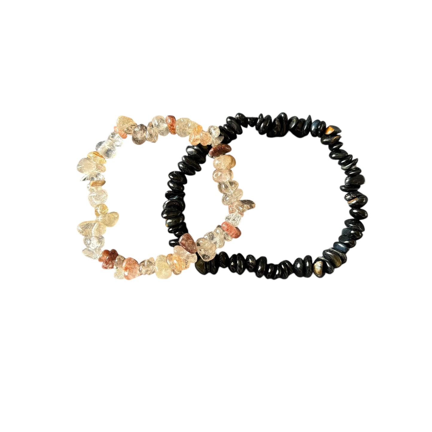 Black Onyx & Rutilated Quartz Bracelet Set