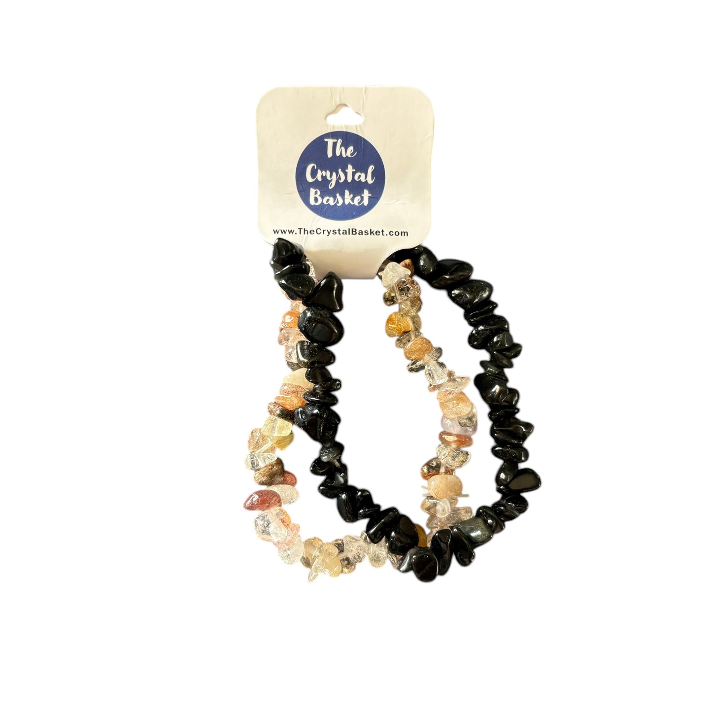 Rutilated Quartz & Black Obsidian Bracelet Set