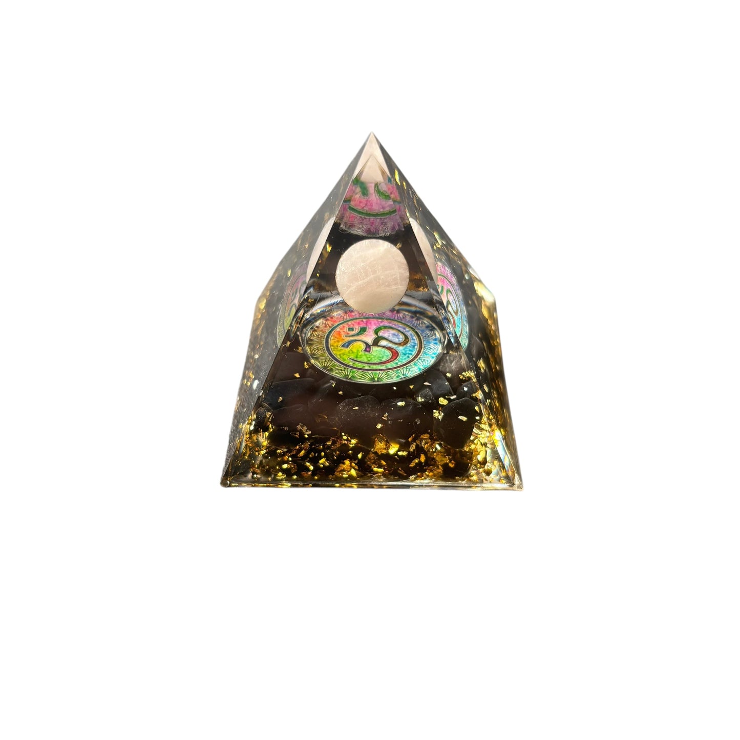 Black Obsidian Clear Quartz Sphere Pyramid