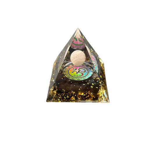 Black Obsidian Clear Quartz Sphere Pyramid