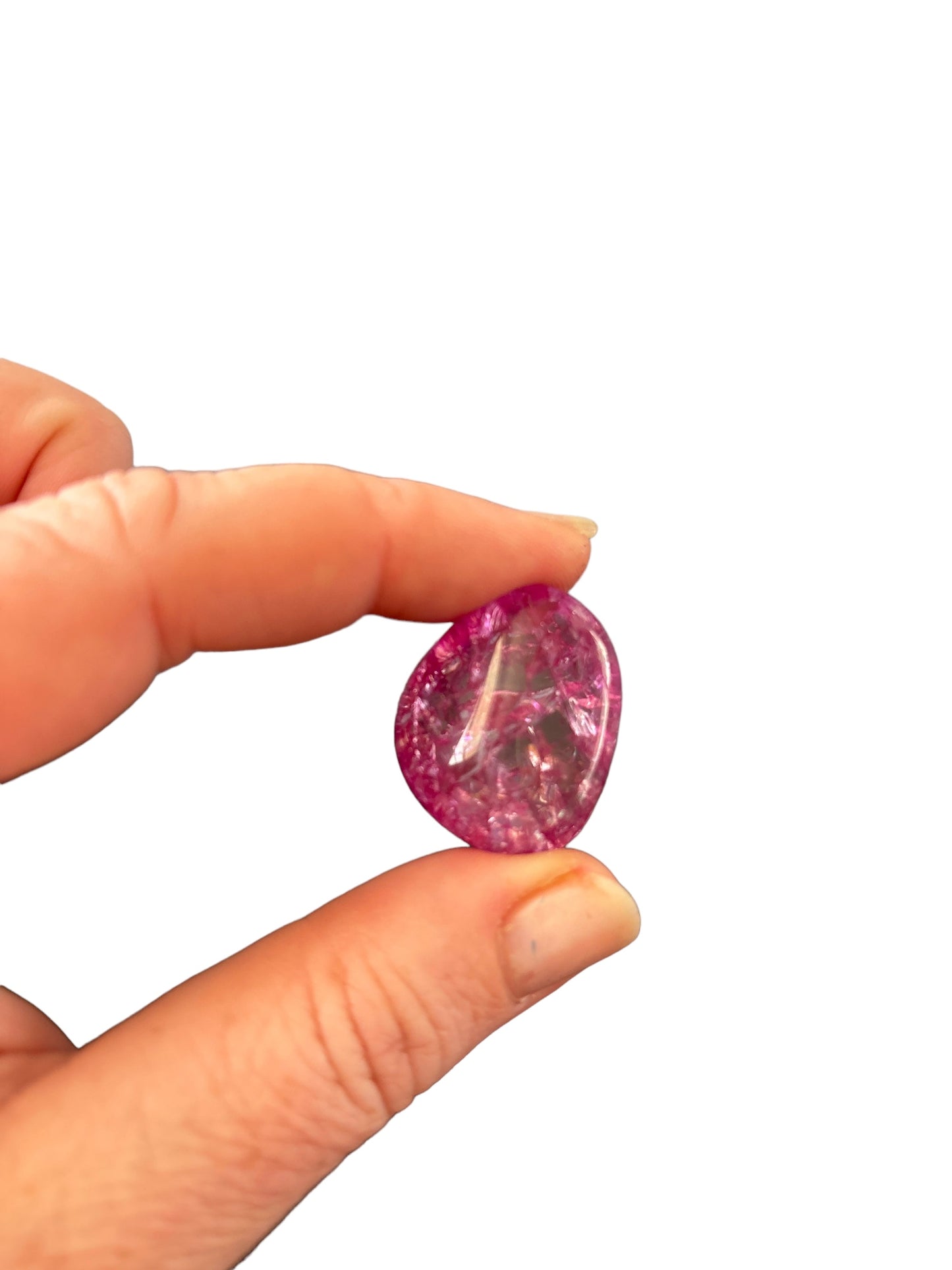 10-15g Dyed Pink Crackle Quartz Tumble