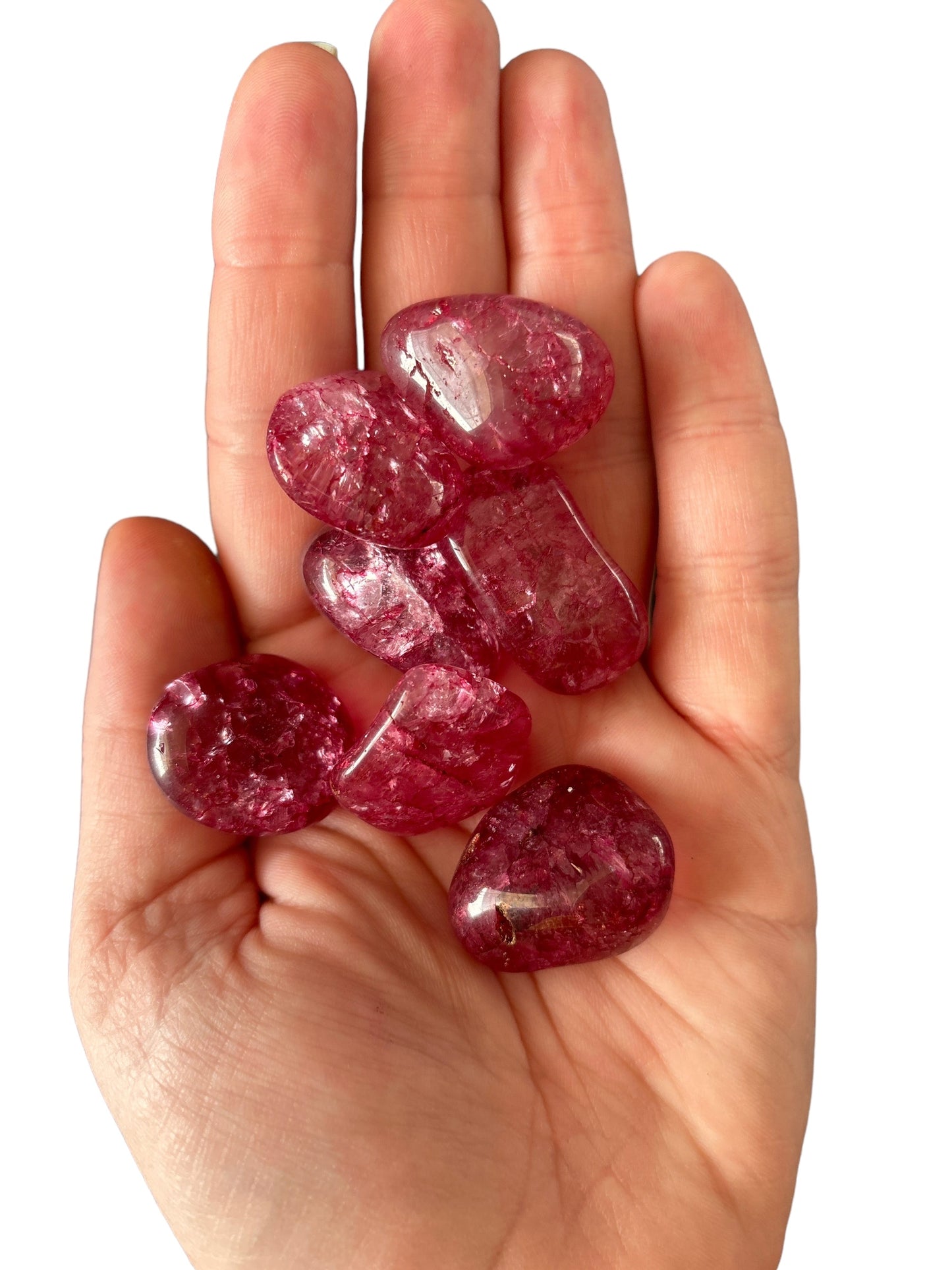 10-15g Dyed Red Crackle Quartz Tumble