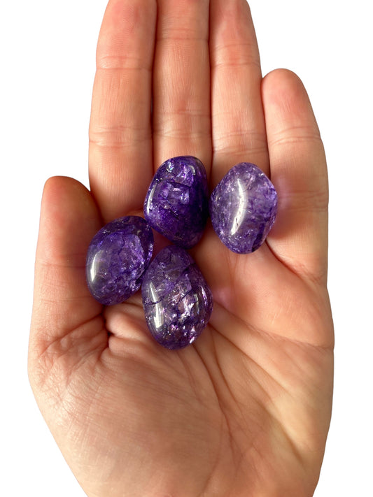 10-15g Dyed Purple Crackle Quartz Tumble