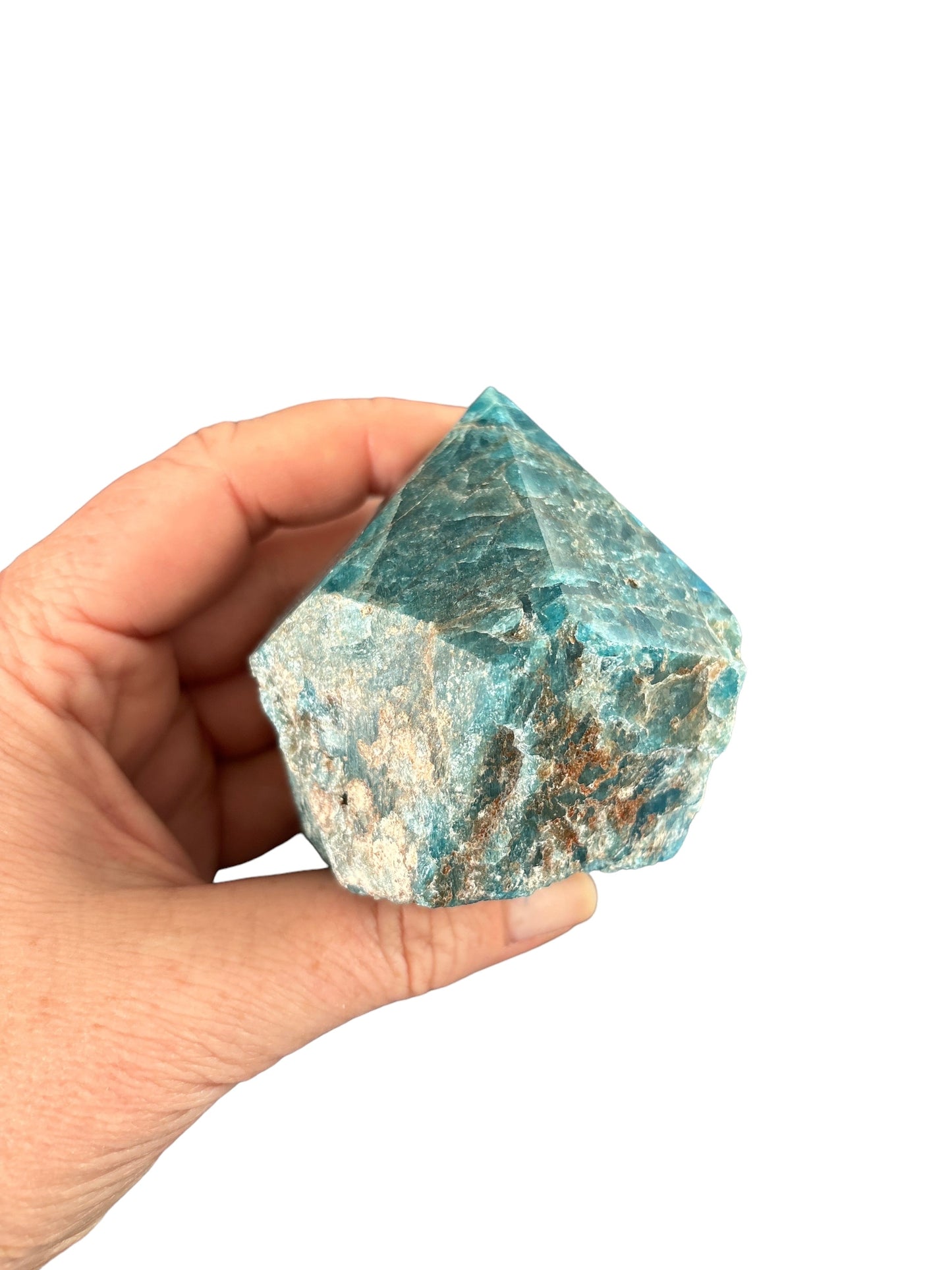 409g Blue Apatite Cut Base