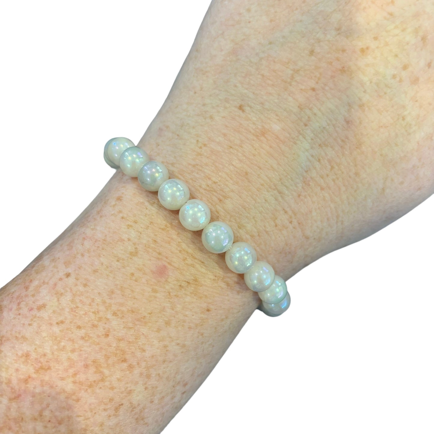 8mm Aura White Jade Bracelet