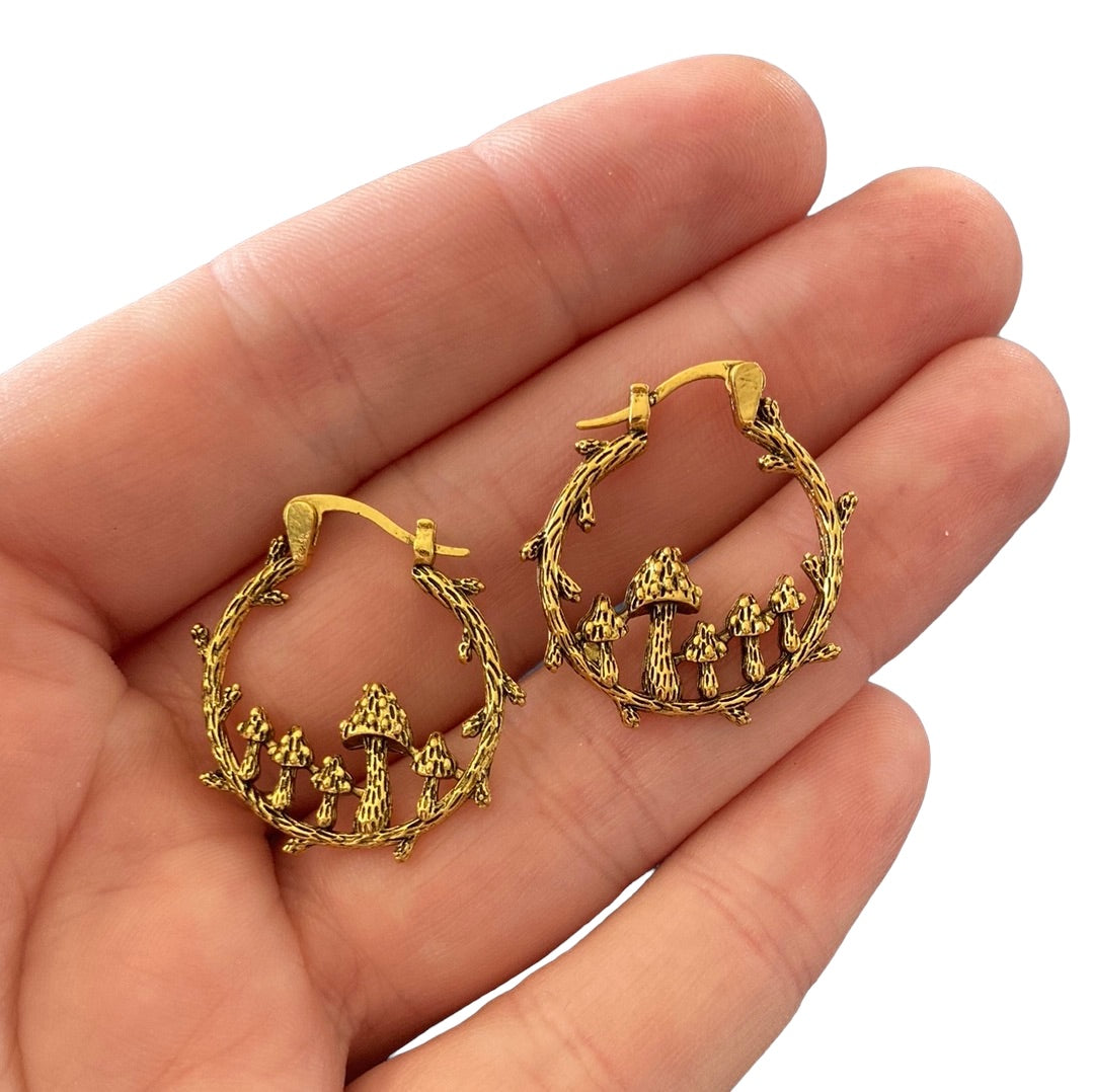 Mushroom Hoop Earrings