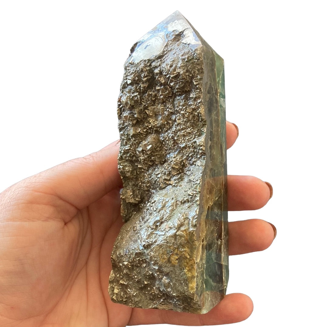128mm Fluorite with Pyrite Point