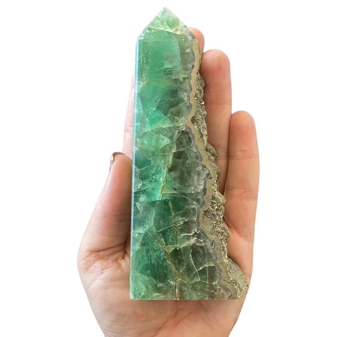 137mm Fluorite with Pyrite Point