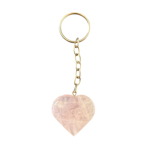 Rose Quartz Heart Keychain