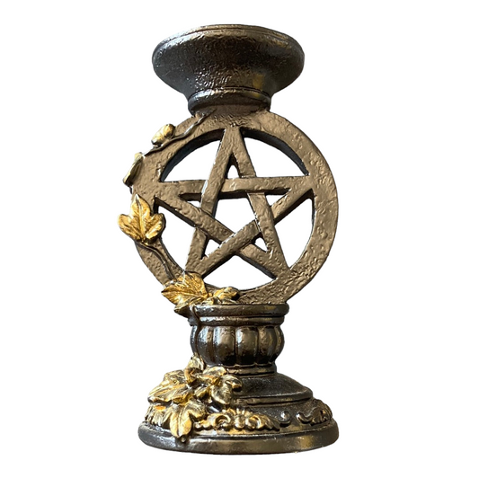 Tall Pentagram with Gold leaves Sphere Stand