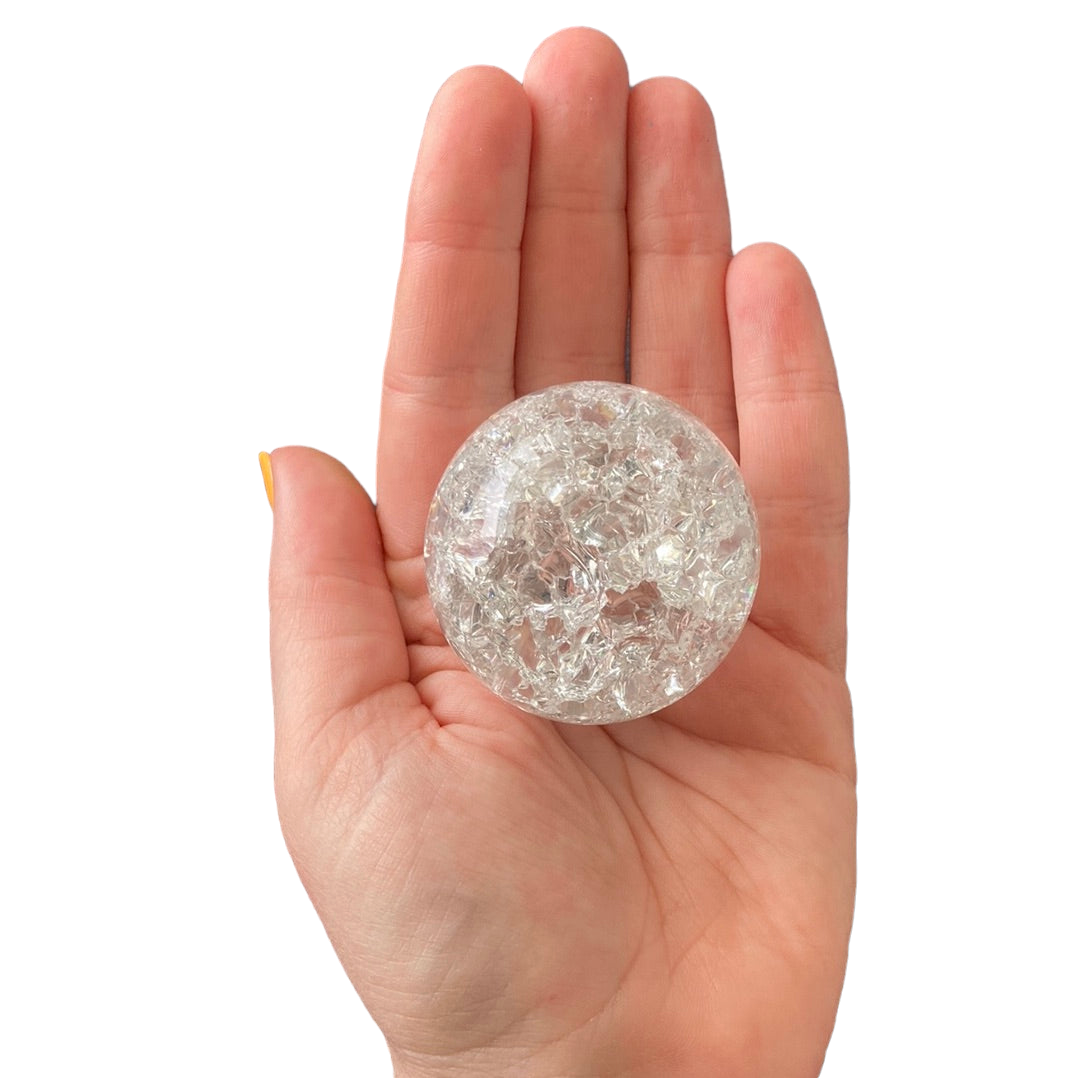 50mm Crackle Clear Glass Sphere