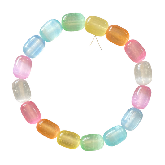 Oval Coloured Selenite Bracelet