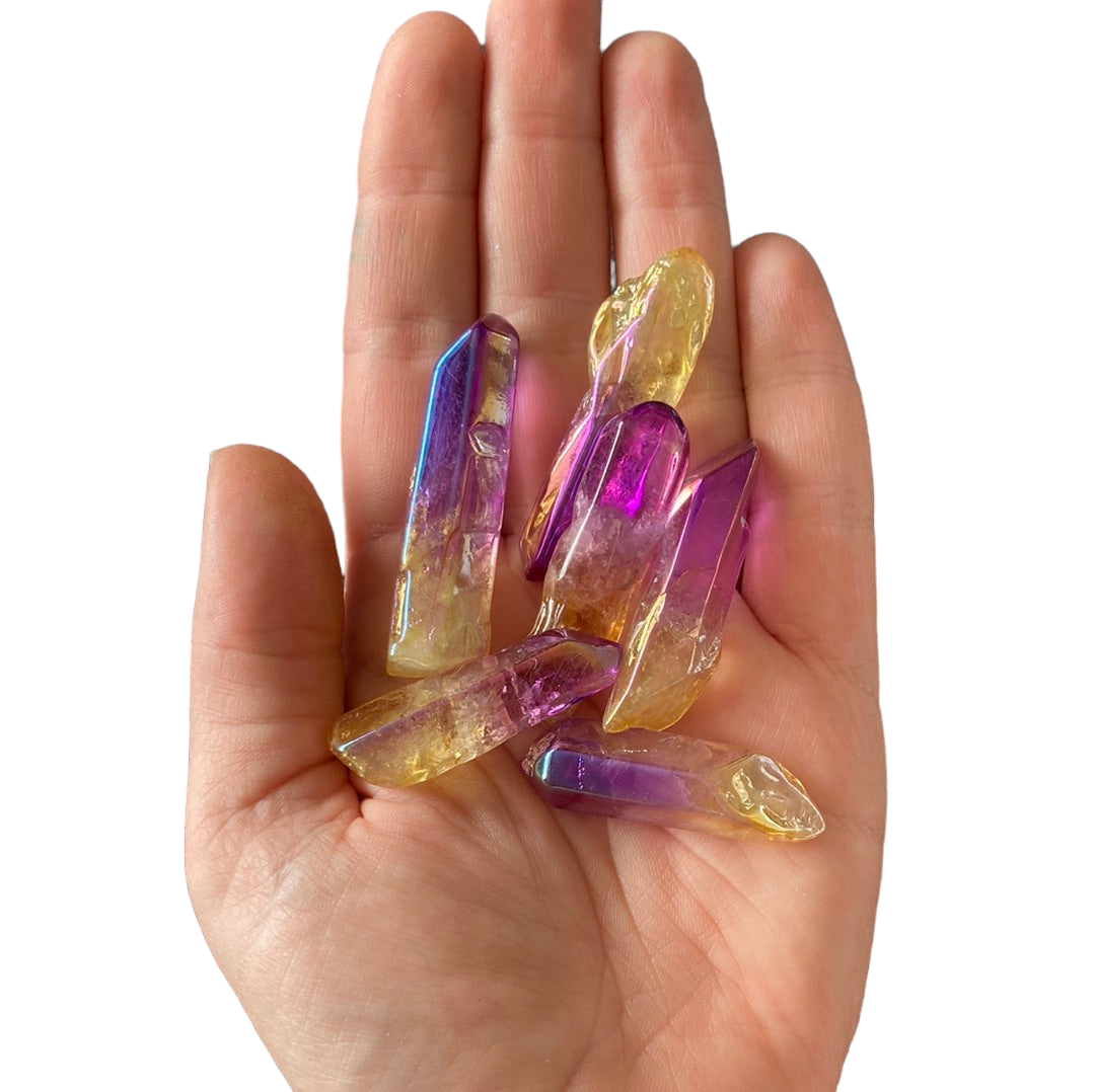 60g Purple & Yellow Aura Quartz Bag of Needles
