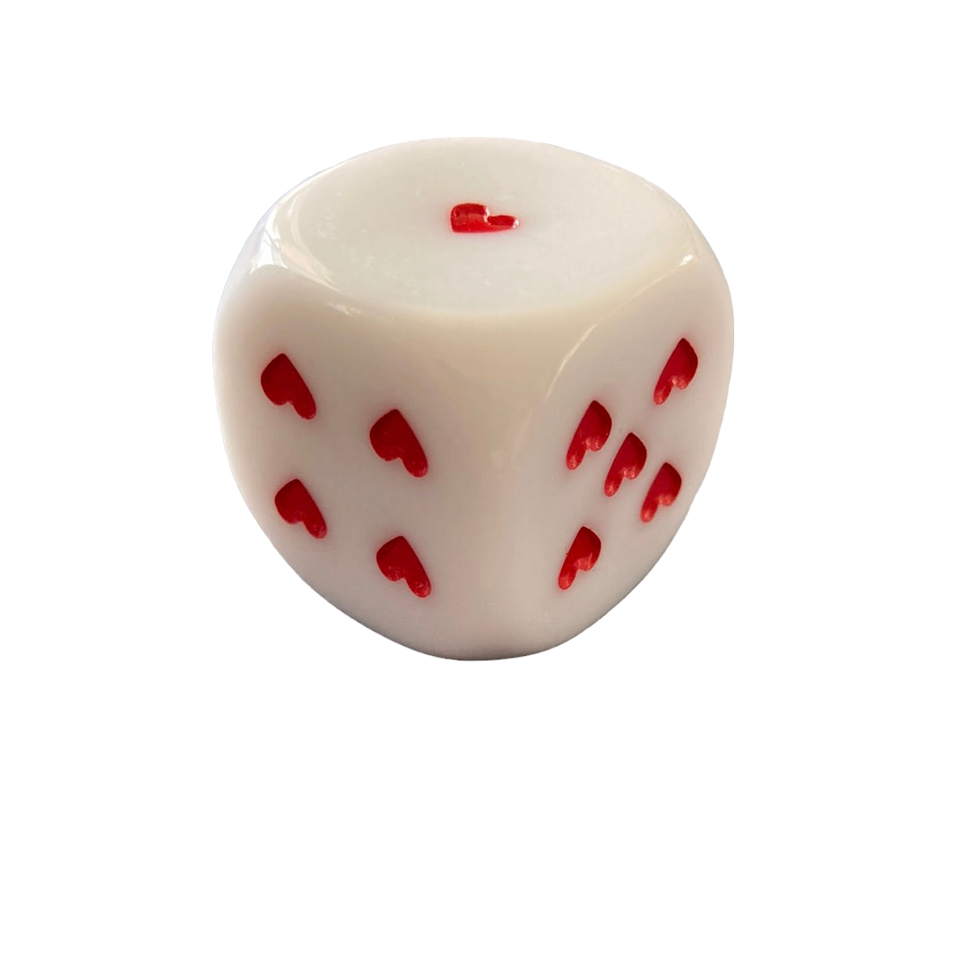 25mm White Heart Shaped Dice