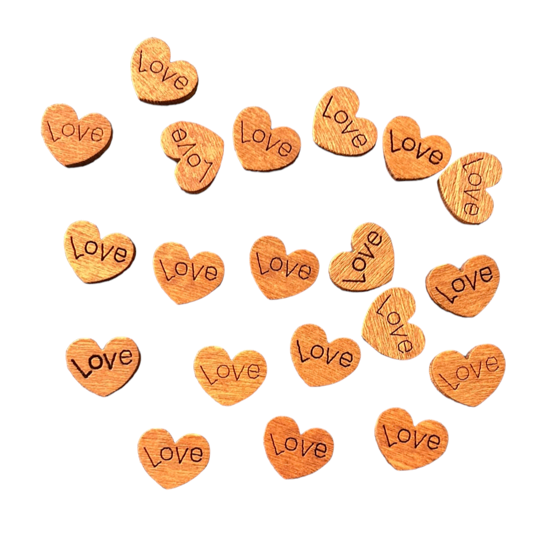 Wooden words 20pc Bag of Hearts