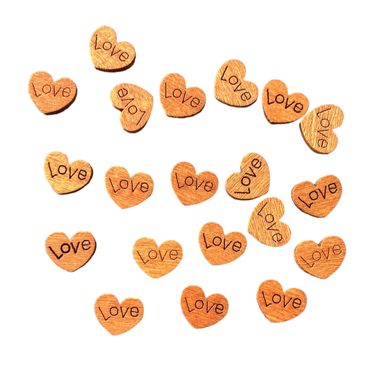 Wooden words 20pc Bag of Hearts