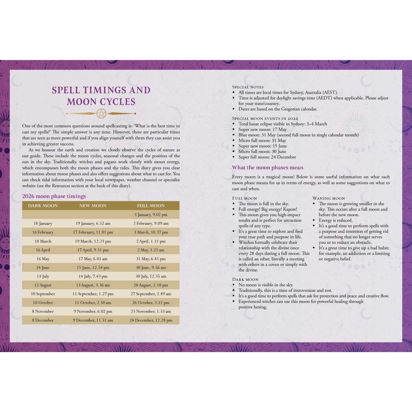 2026 Lunar and Seasonal Diary Southern Hemisphere