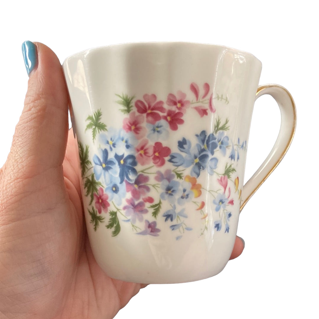 Pink & Blue Flower Tea Cup