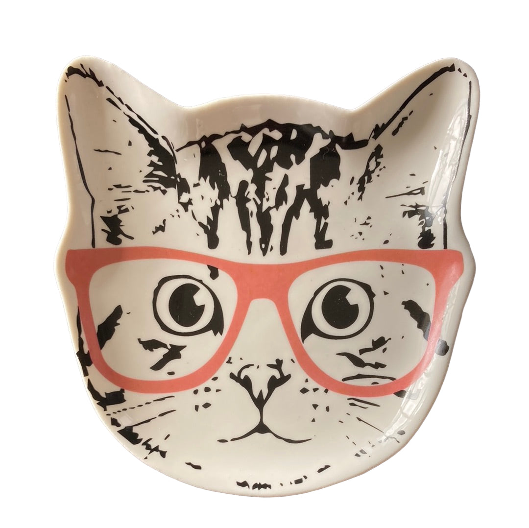 Glasses Cat Trinket Tray