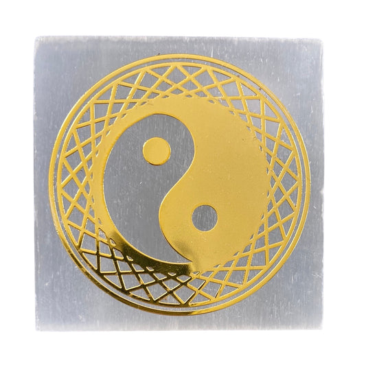 Satin Spar Gold Ying Yang Square