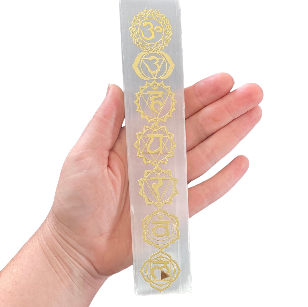 Satin Spar Gold Chakras Slab